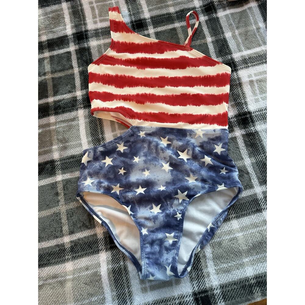 Oshkosh B'Gosh Girls Size 14 Stars and Stripes One Piece Swimsuit NWOT